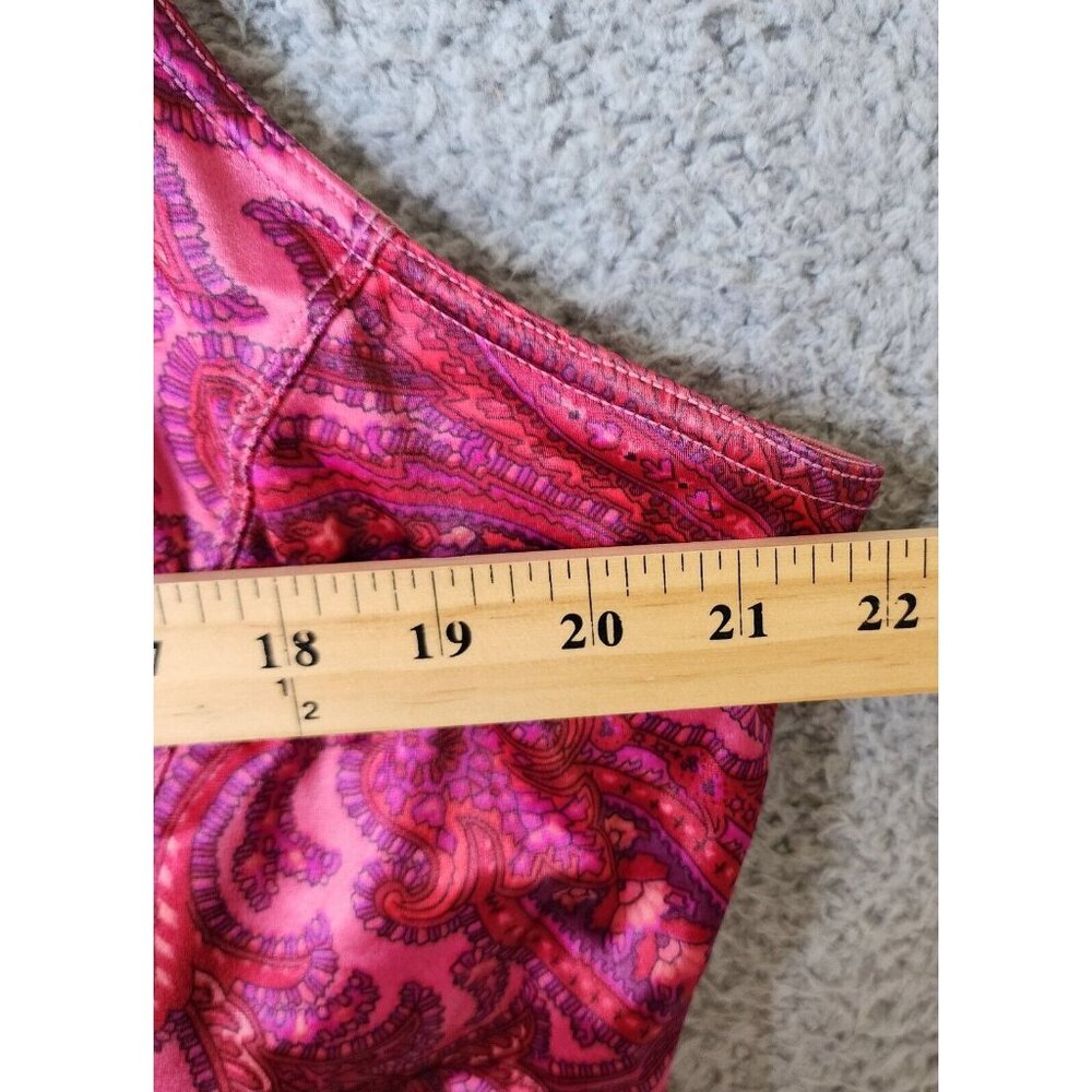 Cacique Lane Bryant Women Sleeveless Cropped Corset Top Satin Pink Paisley 26/28 - Picture 6 of 13